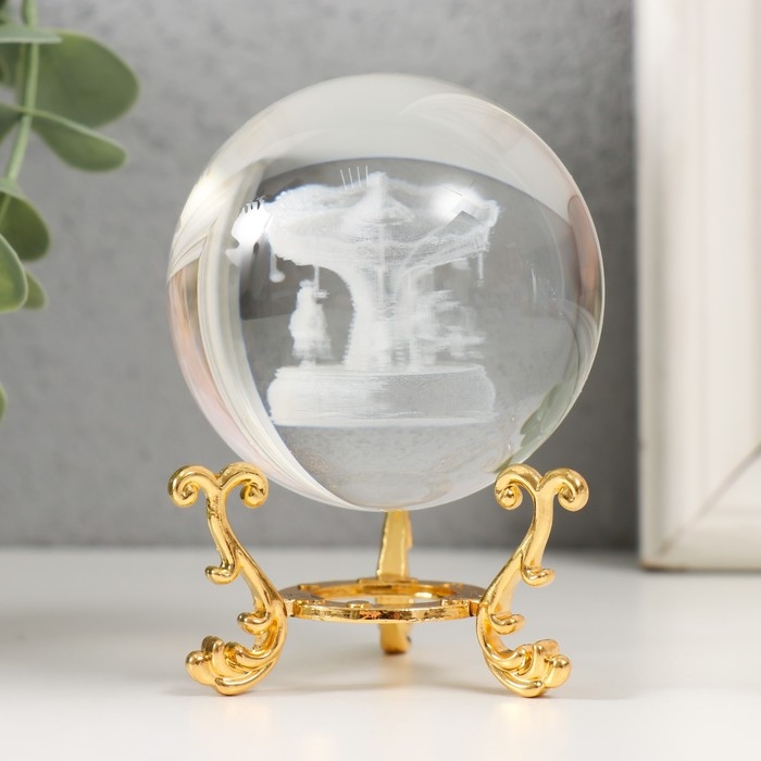 Сувенир стекло  Сувенир стекло "Карусель" d=6 см ажурная подставка 8,5х6х6 см