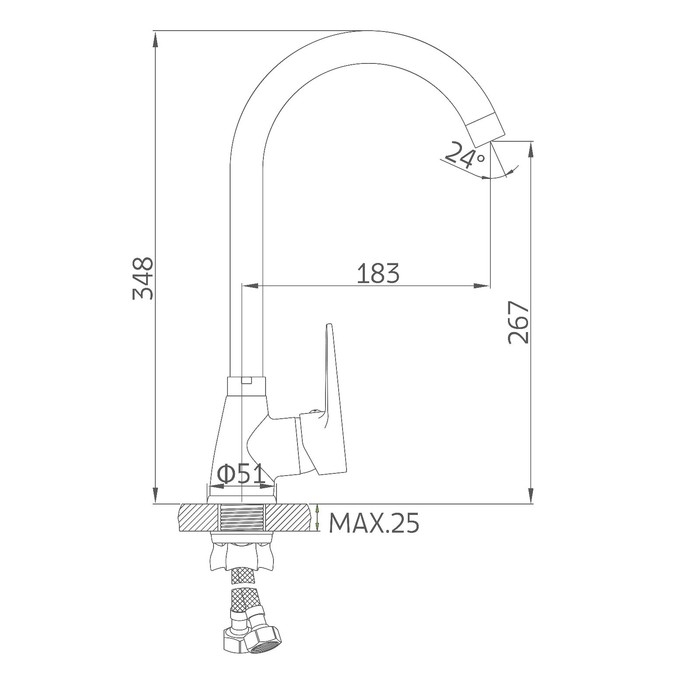 Смеситель для кухни Accoona A45111G, 1-рычажный, силумин, картридж 35мм, белый/хром Смеситель для кухни Accoona A45111G, 1-рычажный, силумин, картридж 35мм, белый/хром