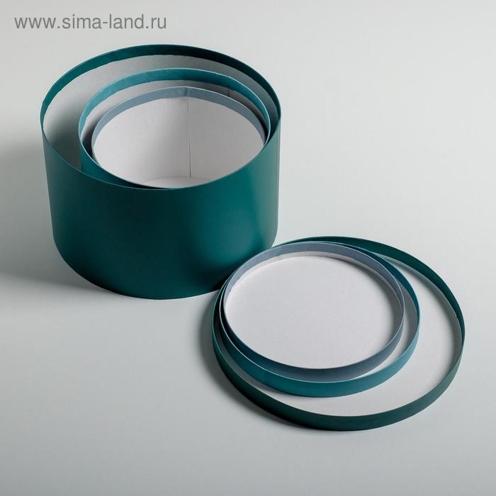 Набор шляпных коробок для цветов 3 в 1, упаковка подарочная, «Бирюза», 18 х 13 см - 25 х 15 см