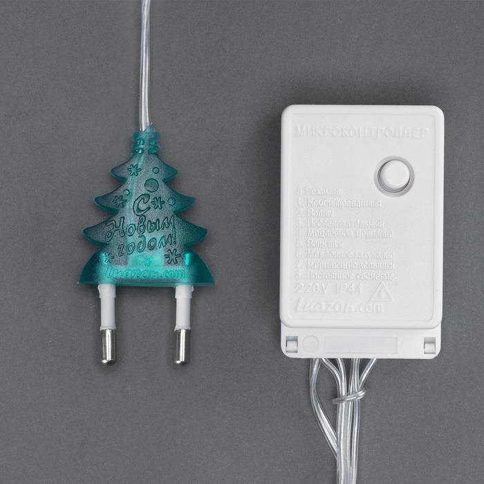 Гирлянда «Бахрома» 2.4 × 0.7 м с насадками «Шарики», IP20, прозрачная нить, 108 LED, свечение мульти, 8 режимов, 220 В