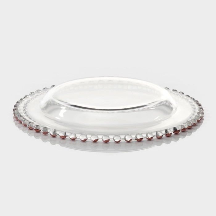 Тарелка стеклянная «Орбита», d=21 см, цвет розовое золото Тарелка стеклянная «Орбита», d=21 см, цвет розовое золото