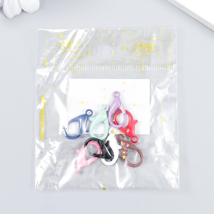 Основа для брелока карабин металл Основа для брелока карабин металл "Клик" МИКС набор 8шт 1х2,1 см