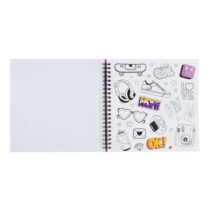 Альбом для стикеров 195 х 195 мм, 25 листов на гребне  Альбом для стикеров 195 х 195 мм, 25 листов на гребне "Селфи", обложка мелованный картон, блок самоклеющаяся бумага 80 г/м2