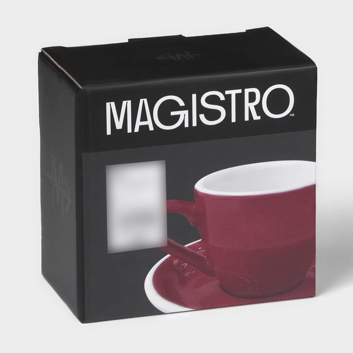 Кофейная пара фарфоровая Magistro Coffee time, 2 предмета: чашка 80 мл, блюдце d=11,5 см, цвет красный Кофейная пара фарфоровая Magistro Coffee time, 2 предмета: чашка 80 мл, блюдце d=11,5 см, цвет красный