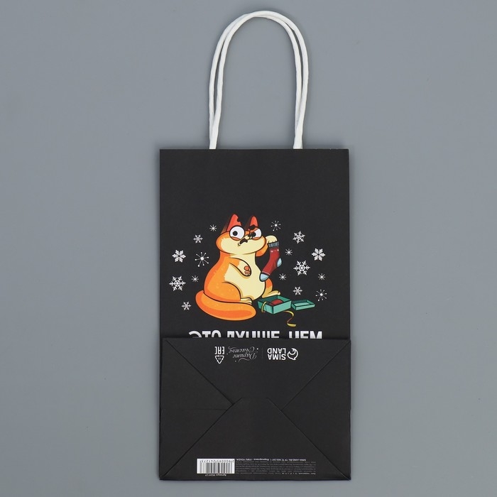 Пакет подарочный новогодний крафтовый «Ничего», 12 х 21 х 9 см, Новый год Пакет подарочный новогодний крафтовый «Ничего», 12 х 21 х 9 см, Новый год