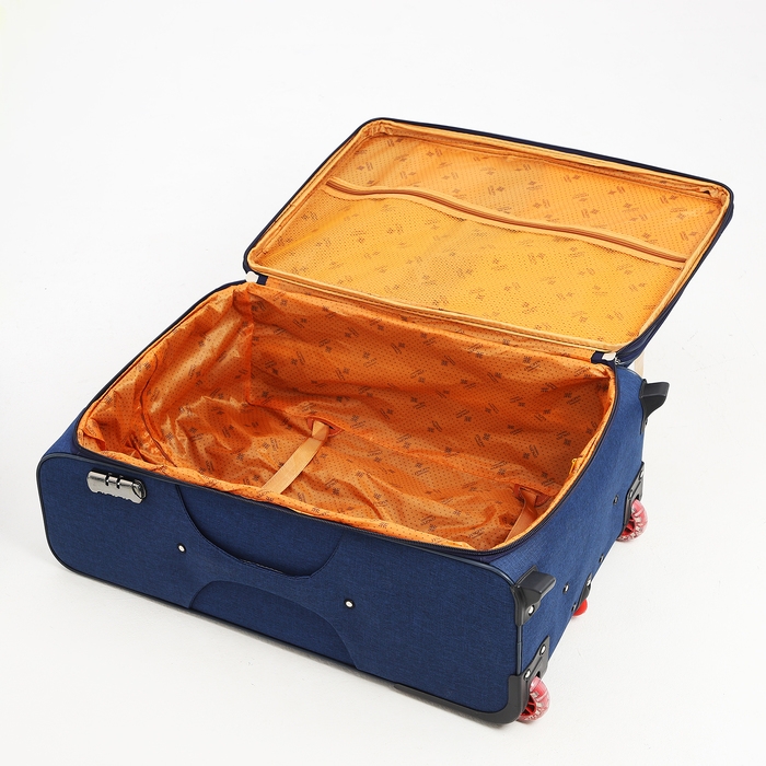 Чемодан большой 95 л (L), отдел на молнии, с расширением, кодовый замок, 3 колеса, 2 наружных кармана, цвет синий Чемодан большой 95 л (L), отдел на молнии, с расширением, кодовый замок, 3 колеса, 2 наружных кармана, цвет синий