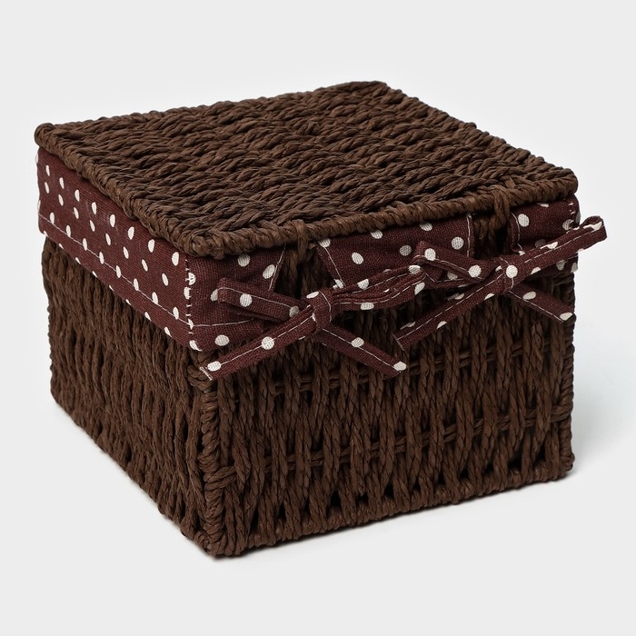 Набор интерьерных корзин ручной работы с крышкой LaDо́m, 2 шт, размер: 20×20×15 см, 25×25×18 см Набор интерьерных корзин ручной работы с крышкой LaDо́m, 2 шт, размер: 20×20×15 см, 25×25×18 см