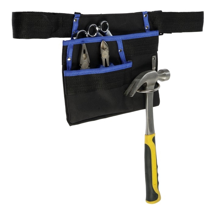 Сумка-пояс ТУНДРА, одинарная, держатель для молотка, 3 кармана Сумка-пояс ТУНДРА, одинарная, держатель для молотка, 3 кармана