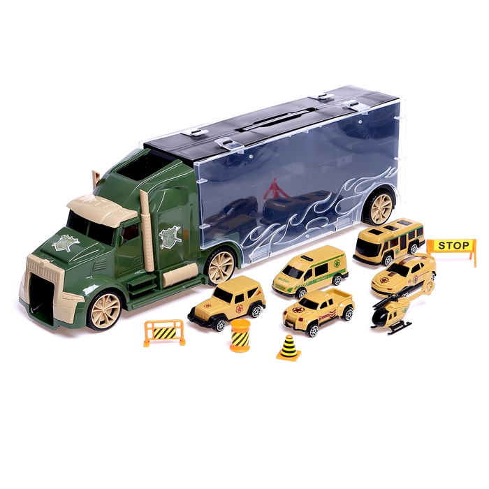 Грузовик &laquo;Перевозчик&raquo;, в комплекте 6 машин и дорожные знаки