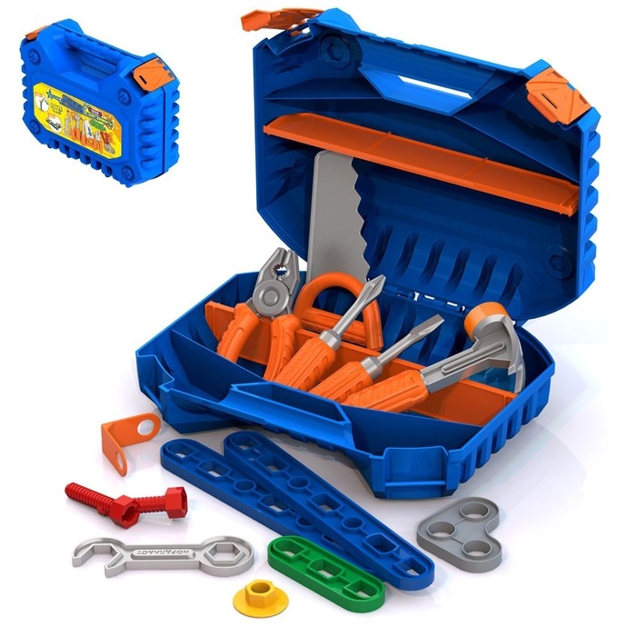 Набор инструментов в чемодане, с конструктором из 47 элементов Набор инструментов в чемодане, с конструктором из 47 элементов