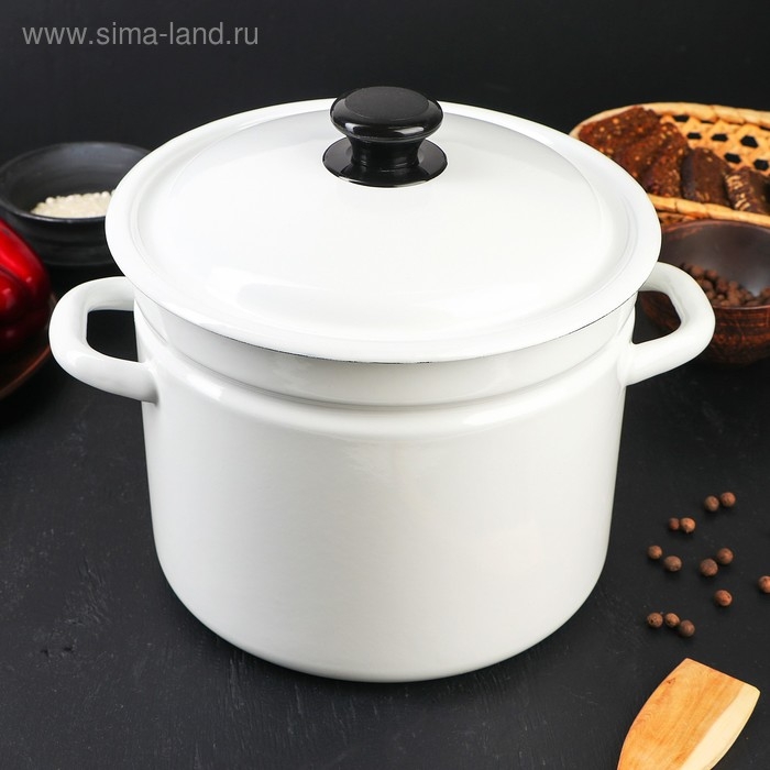 Кастрюля эмалированная цилиндрическая, 7 л, без деколи, цвет белый Кастрюля эмалированная цилиндрическая, 7 л, без деколи, цвет белый