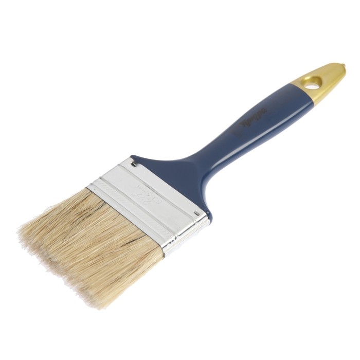 Кисть плоская ТУНДРА, натуральная щетина, пластиковая рукоятка, 2.5 Кисть плоская ТУНДРА, натуральная щетина, пластиковая рукоятка, 2.5", 63 мм