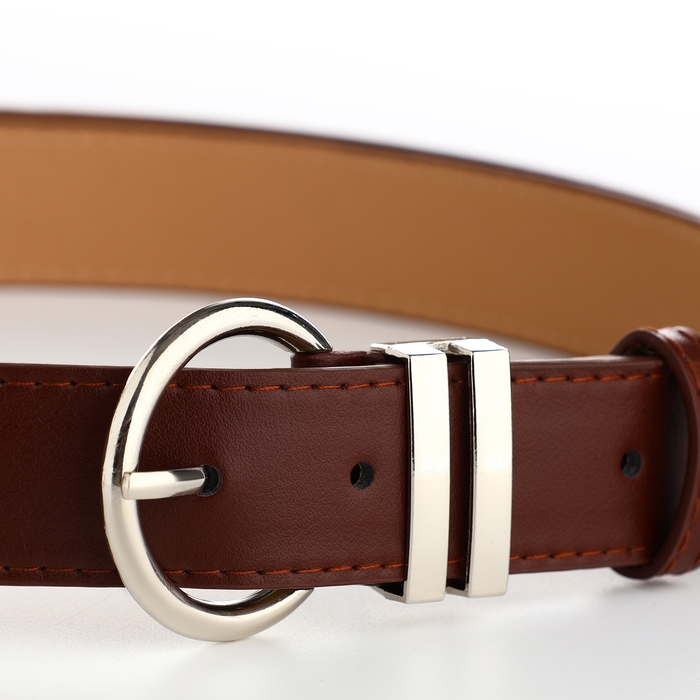 Ремень женский, ширина 3,5, винт, пряжка металл, цвет коричневый