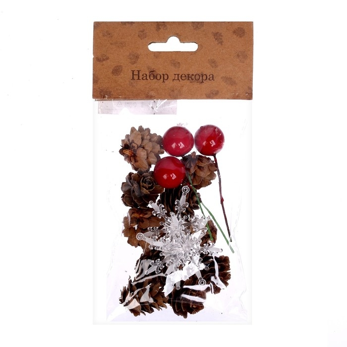 Набор новогоднего декора «Шишки со снежинками» Набор новогоднего декора «Шишки со снежинками»