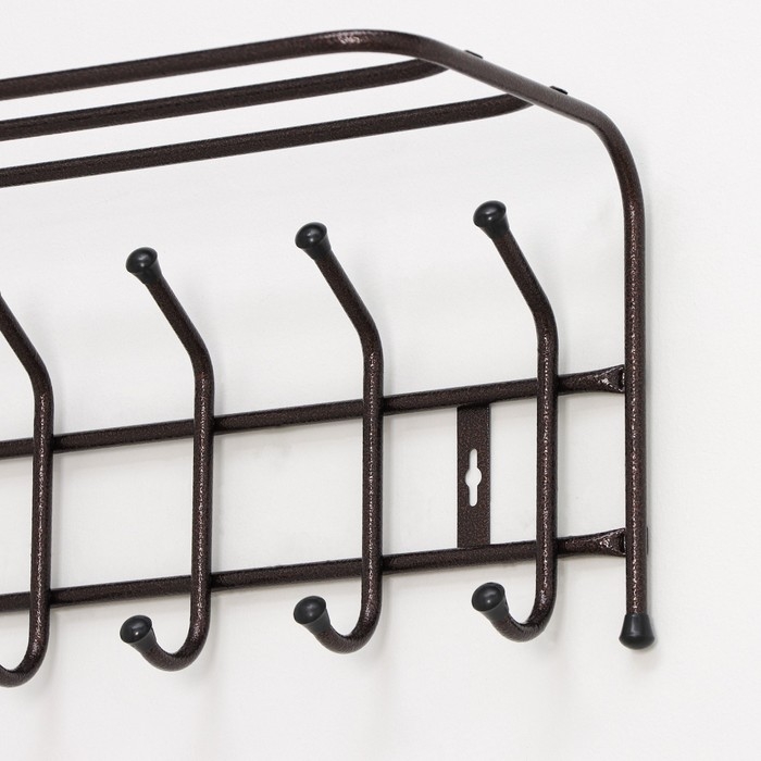 Вешалка настенная с полкой на 6 крючков, цвет медный Вешалка настенная с полкой на 6 крючков, цвет медный
