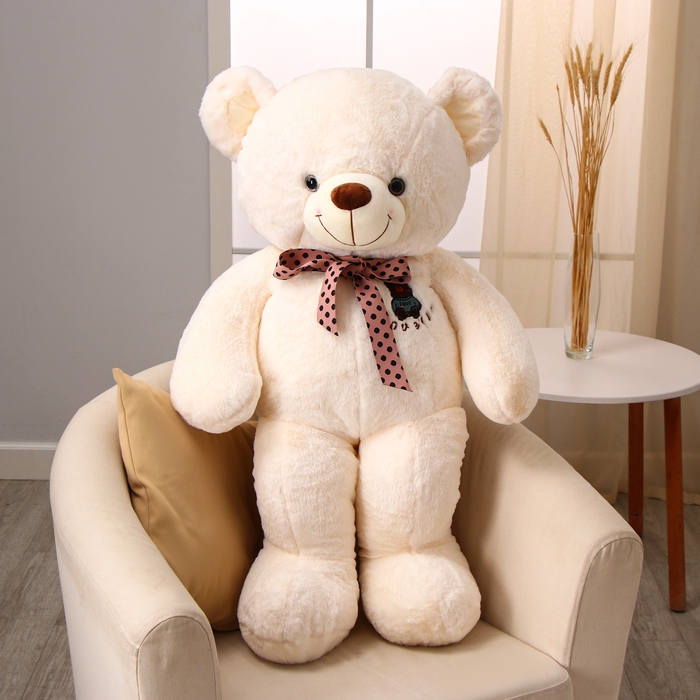 Мягкая игрушка «Мишка», с бантом в горошек, 100 см, цвет белый Мягкая игрушка «Мишка», с бантом в горошек, 100 см, цвет белый