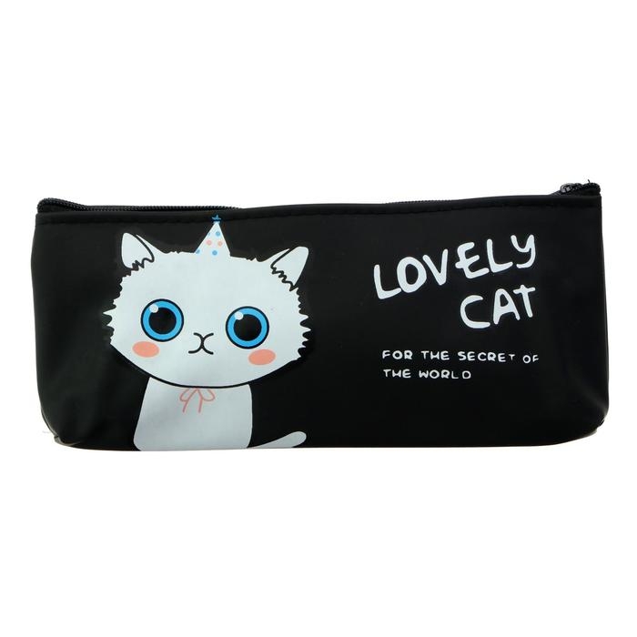 Пенал школьный на молнии силиконовый Пенал школьный на молнии силиконовый "Котик", МИКС