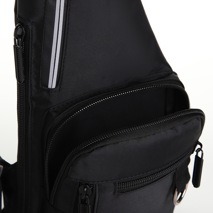 Сумка-слинг мужская из текстиля, цвет чёрный Сумка-слинг мужская из текстиля, цвет чёрный