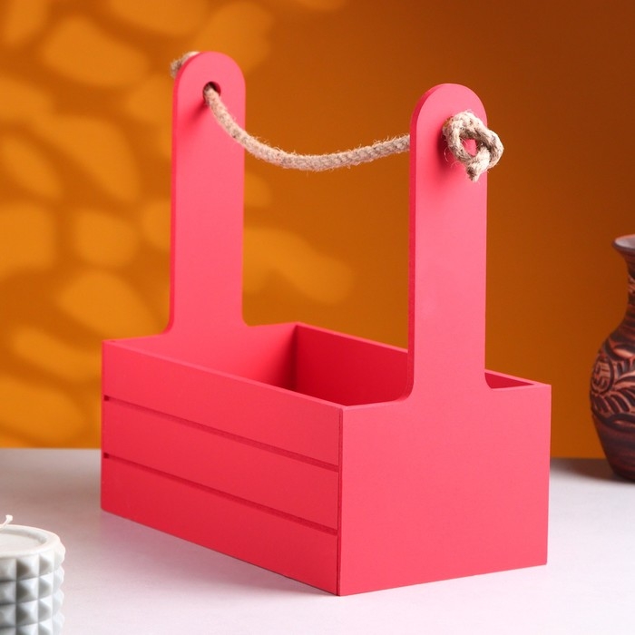 Ящик - кашпо деревянный 25х15х30  Ящик - кашпо деревянный 25х15х30 "Любимой Маме" Красный