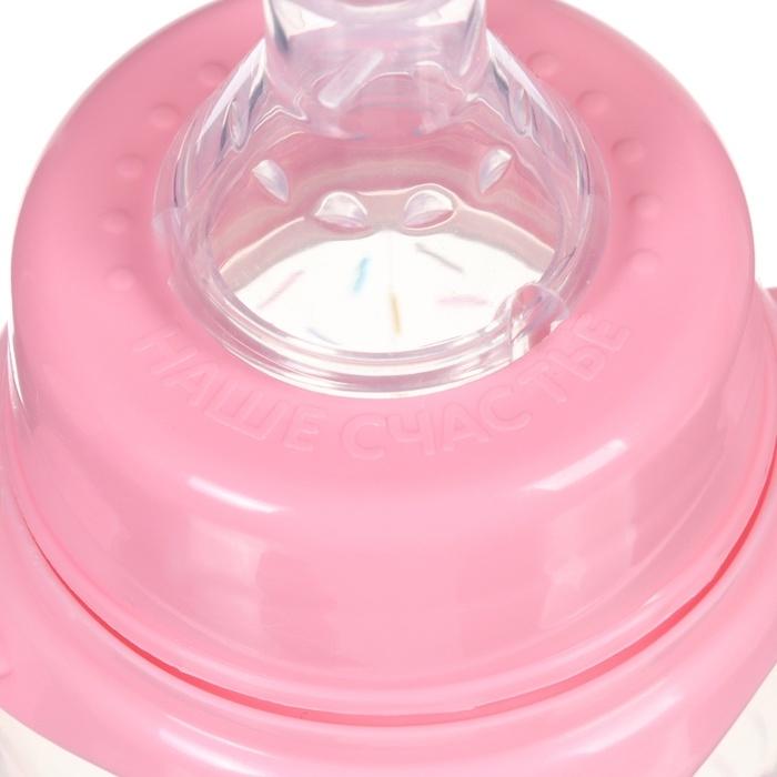 Бутылочка для кормления «Зайка, пончик», классическое горло, 250мл., от 3 мес., цилиндр, с ручками