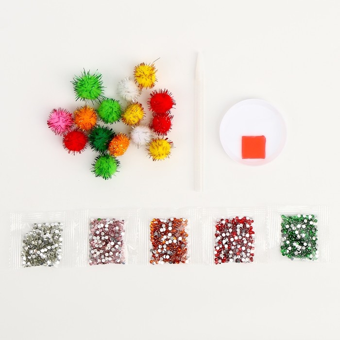 Алмазная мозаика на новый год в рамке для детей «Котик с подарком», новогодний набор для творчества