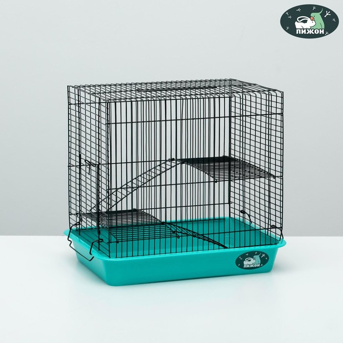 Клетка для грызунов Клетка для грызунов "Пижон" №3-1, с 2-я этажами, без наполнения, 33 х 24 х 28 см, бирюзовая