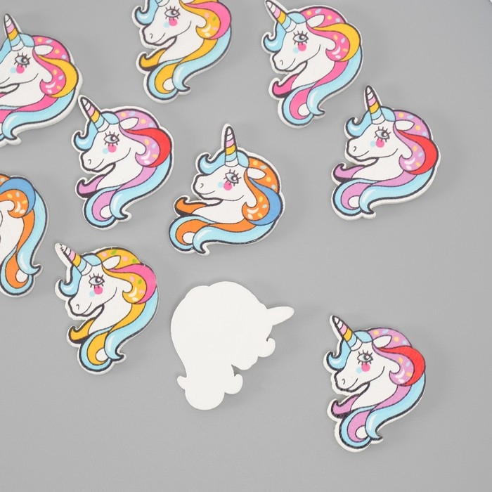 Декор для творчества дерево Декор для творчества дерево "Голова единорога" набор 10 шт 2,4х3 см