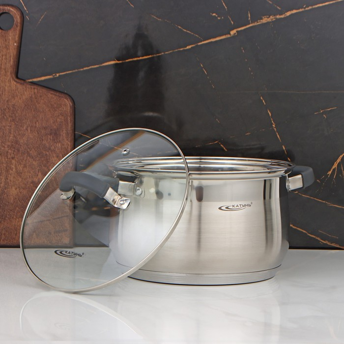 Кастрюля «Ирида», 5,2 л, d=22 см, стеклянная крышка, капсульное дно, индукция Кастрюля «Ирида», 5,2 л, d=22 см, стеклянная крышка, капсульное дно, индукция