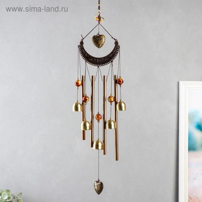 Музыка ветра металл, пластик Музыка ветра металл, пластик "Ожерелье и сердце" 4 трубки 5 колокольчиков 54 см