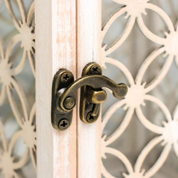 Подсвечник дерево на 1 свечу "Фонарь - витраж с узорами" беж 33х13,4х13,4 см