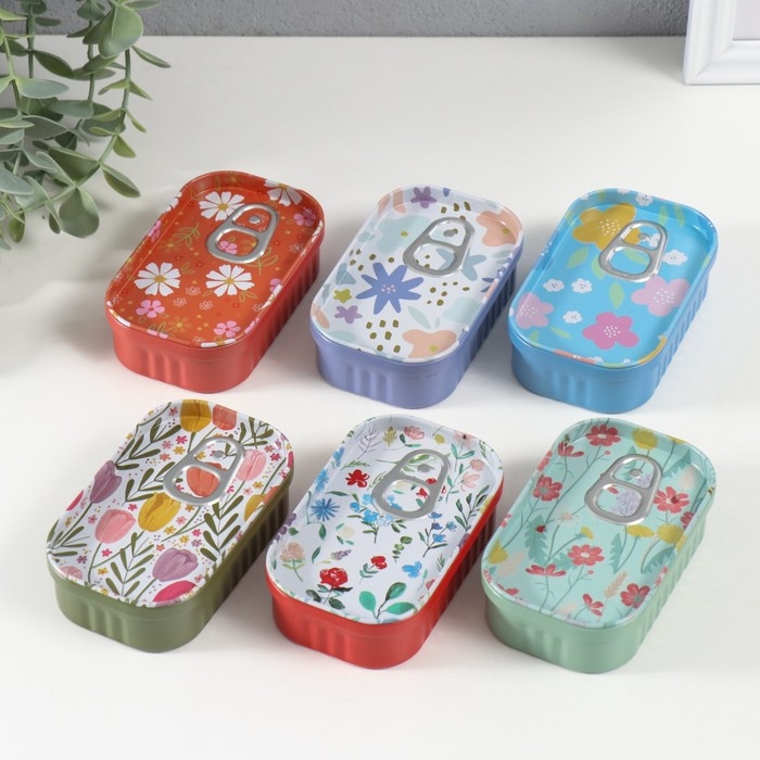 Шкатулка металл Шкатулка металл "Цветочные мотивы" МИКС 10х6,5х3 см