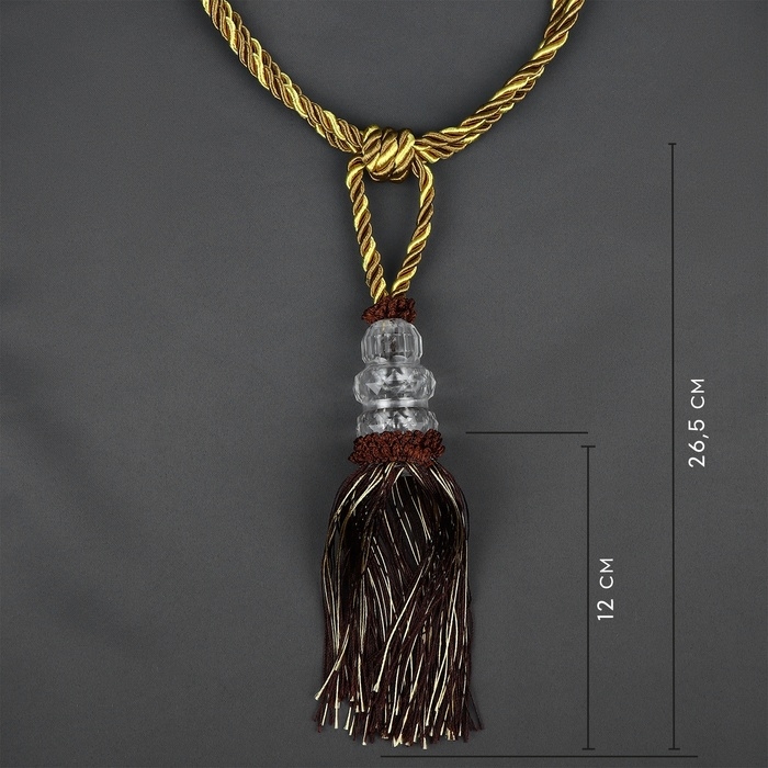 Кисть для штор «Три кристалла», 50 ± 1 см, цвет коричневый/золотой Кисть для штор «Три кристалла», 50 ± 1 см, цвет коричневый/золотой