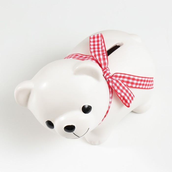 Копилка керамика Копилка керамика "Белый мишка с бантом" 10х11х6,3 см
