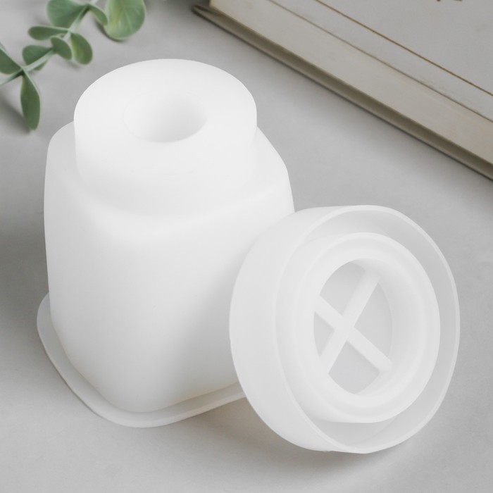 Молд силикон Молд силикон "Баночка квадратная" с крышкой 7,5х7,5х10,4 см