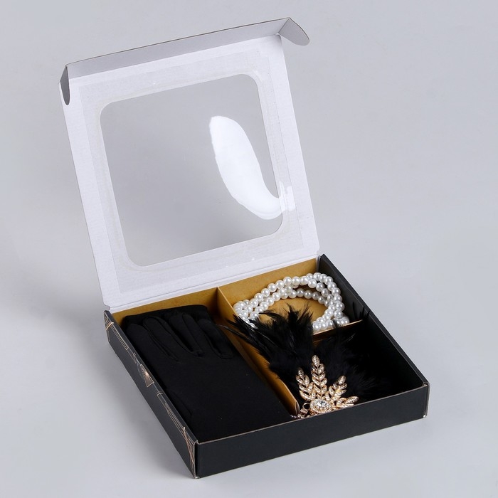 Карнавальный набор «Lux»: повязка, перчатки, бусы, мундштук Карнавальный набор «Lux»: повязка, перчатки, бусы, мундштук