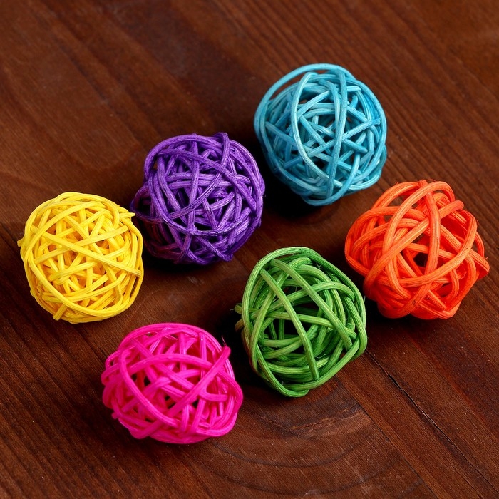 Шар декоративный из лозы, набор 6 шт., размер 1 шт. — 3 см, цвет МИКС Шар декоративный из лозы, набор 6 шт., размер 1 шт. — 3 см, цвет МИКС