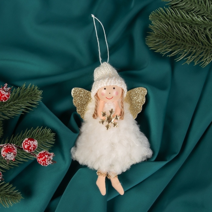 Мягкая подвеска Мягкая подвеска "Алиса" пушок, 16х6 см, бело-золотой