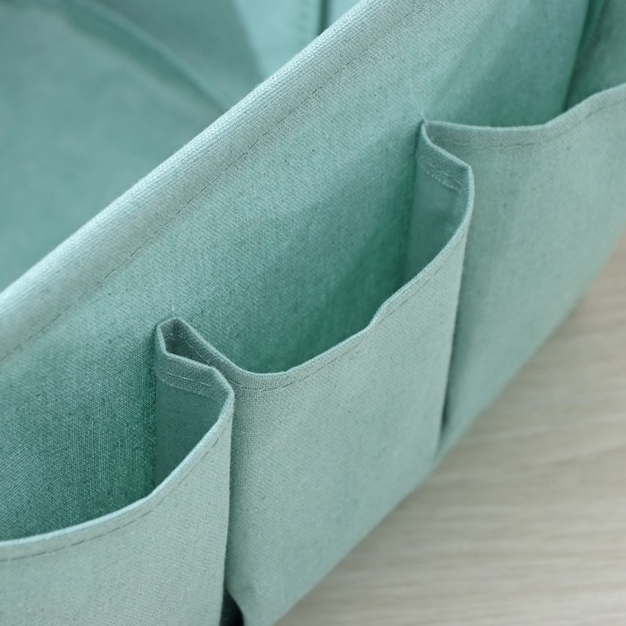 Корзинка для хранения Доляна «Тая», 3 кармана, 30×24×18 см, цвет бирюзовый Корзинка для хранения Доляна «Тая», 3 кармана, 30×24×18 см, цвет бирюзовый