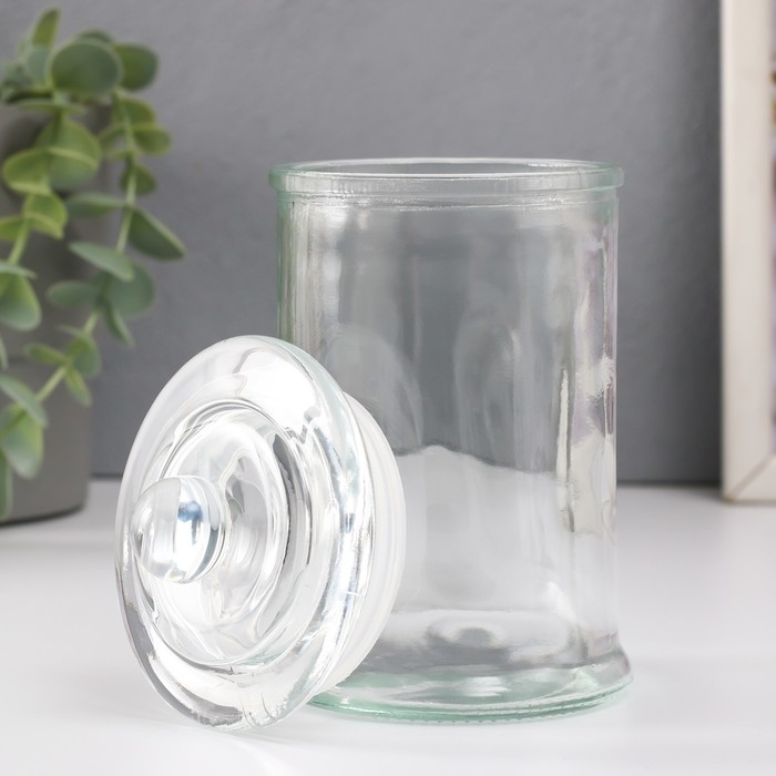 Банка для свечей стекло с крышкой фигурной Банка для свечей стекло с крышкой фигурной "Цилиндр" прозрачная 350 мл 7,9х7,9х15 см