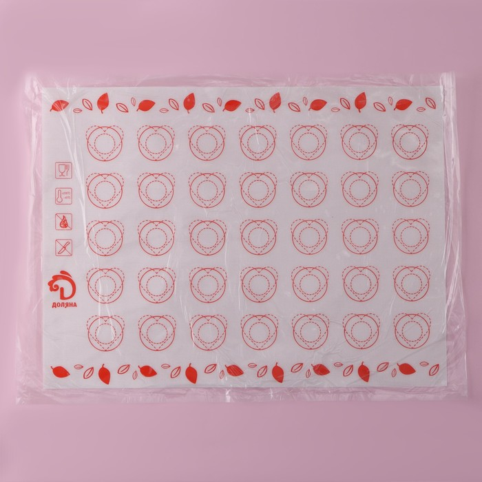 Армированный коврик для выпечки макаронс Доляна «Макарон», силикон, 40×30 см, цвет МИКС