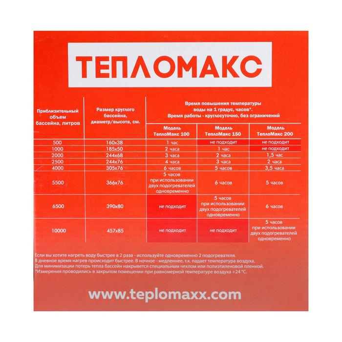 Электроподогреватель  Электроподогреватель "ТеплоМакс", для воды в бассейне, 100х53 см