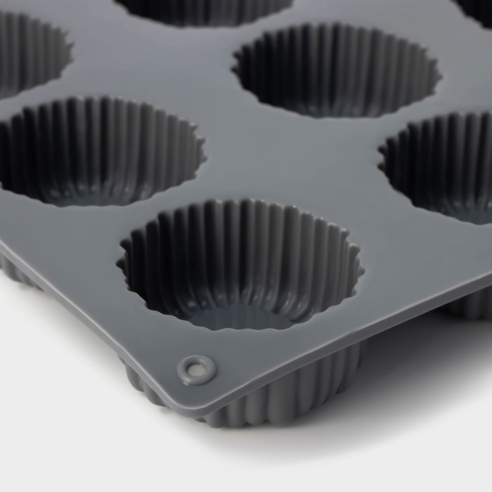 Форма для выпечки и муссовых десертов KONFINETTA «Шарлотт», силикон, 27,5×17,5×2,5 см, 12 ячеек (5×2,5 см), цвет серый Форма для выпечки и муссовых десертов KONFINETTA «Шарлотт», силикон, 27,5×17,5×2,5 см, 12 ячеек (5×2,5 см), цвет серый