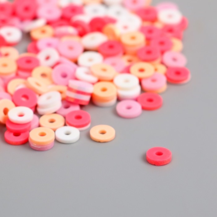 Бусины для творчества PVC Бусины для творчества PVC "Колечки. Перламутр. Розовый закат" набор ≈ 330 шт 0,1х0,6х0,6 см 989737