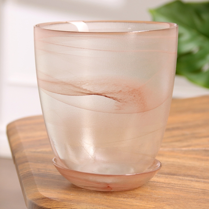 Горшок цветочный с поддоном №3 алебастр коричневый 1 л Горшок цветочный с поддоном №3 алебастр коричневый 1 л