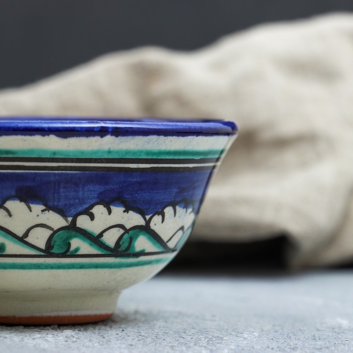 Пиала чайная Риштанская керамика  Пиала чайная Риштанская керамика "Узоры" большая, 11 см, микс