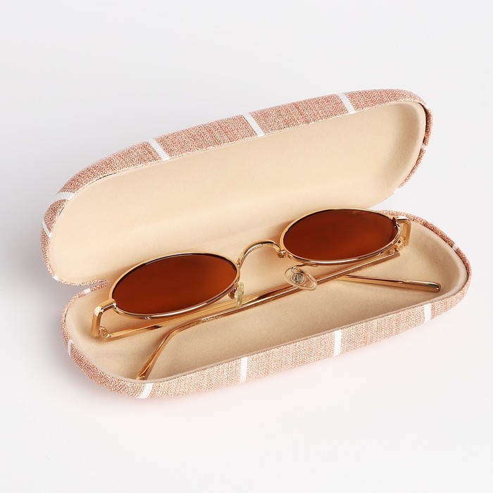 Футляр для очков на хлопушке, длина 16 см, цвет бежевый Футляр для очков на хлопушке, длина 16 см, цвет бежевый