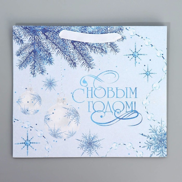 Пакет подарочный новогодний крафтовый горизонтальный «Нежность Нового года», ML 27 х 23 х 11.5 см, Новый год Пакет подарочный новогодний крафтовый горизонтальный «Нежность Нового года», ML 27 х 23 х 11.5 см, Новый год