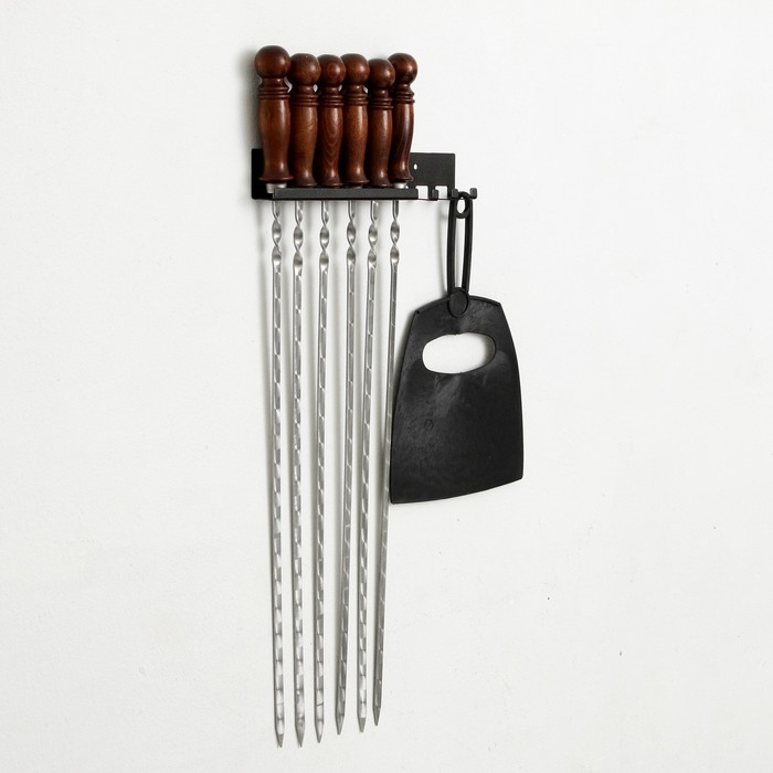 Набор для шашлыков  Набор для шашлыков "Мангалыч" шампур 50 см - 6 шт, опахало, подвес