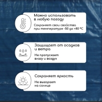 Тент защитный, 6 × 4 м, плотность 60 г/м², УФ, люверсы шаг 1 м, голубой