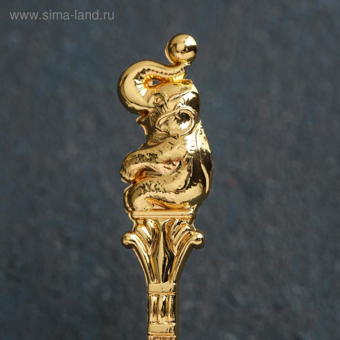 Набор ложек на подставке &laquo;Слон&raquo;, 8&times;4&times;16 см , ложки h=12 см, 6 шт, цвет золотой